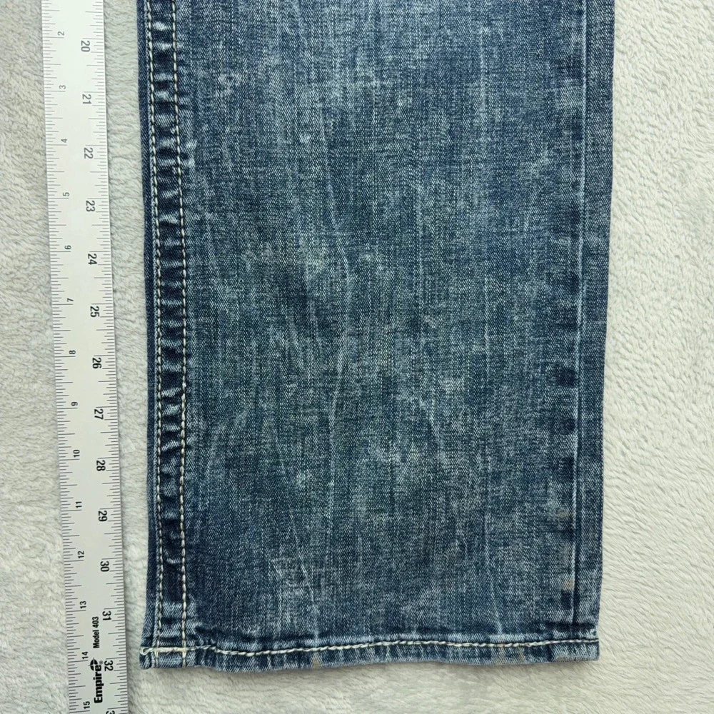 Salvage Jeans Mens 36R Blue Anarchy Relaxed Straight Distressed Acid Wash Denim